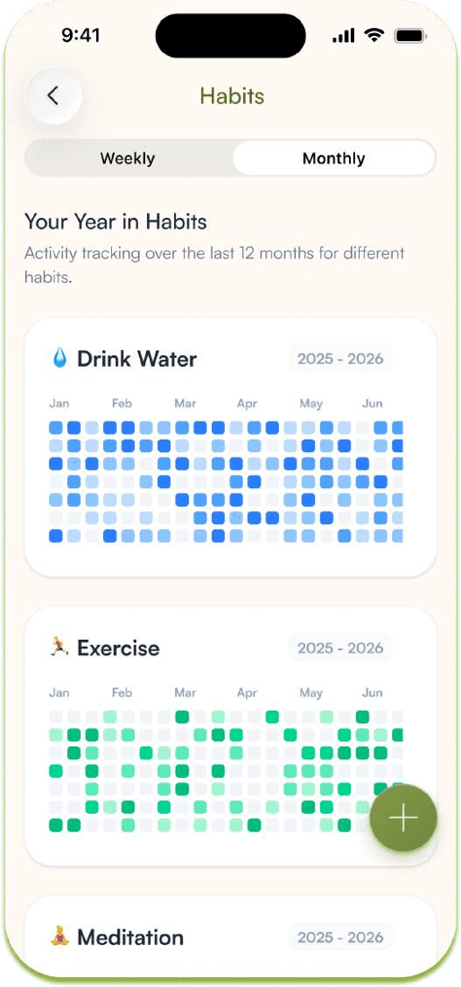 App home screen with a daily check-in