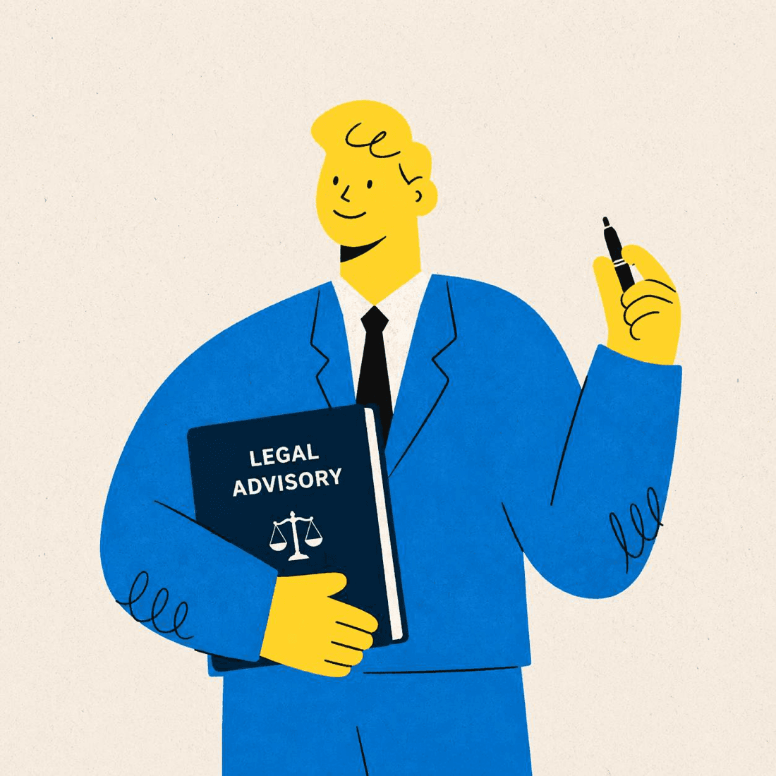 A lawyer holding a legal advisory file